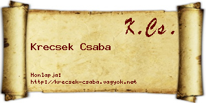 Krecsek Csaba névjegykártya